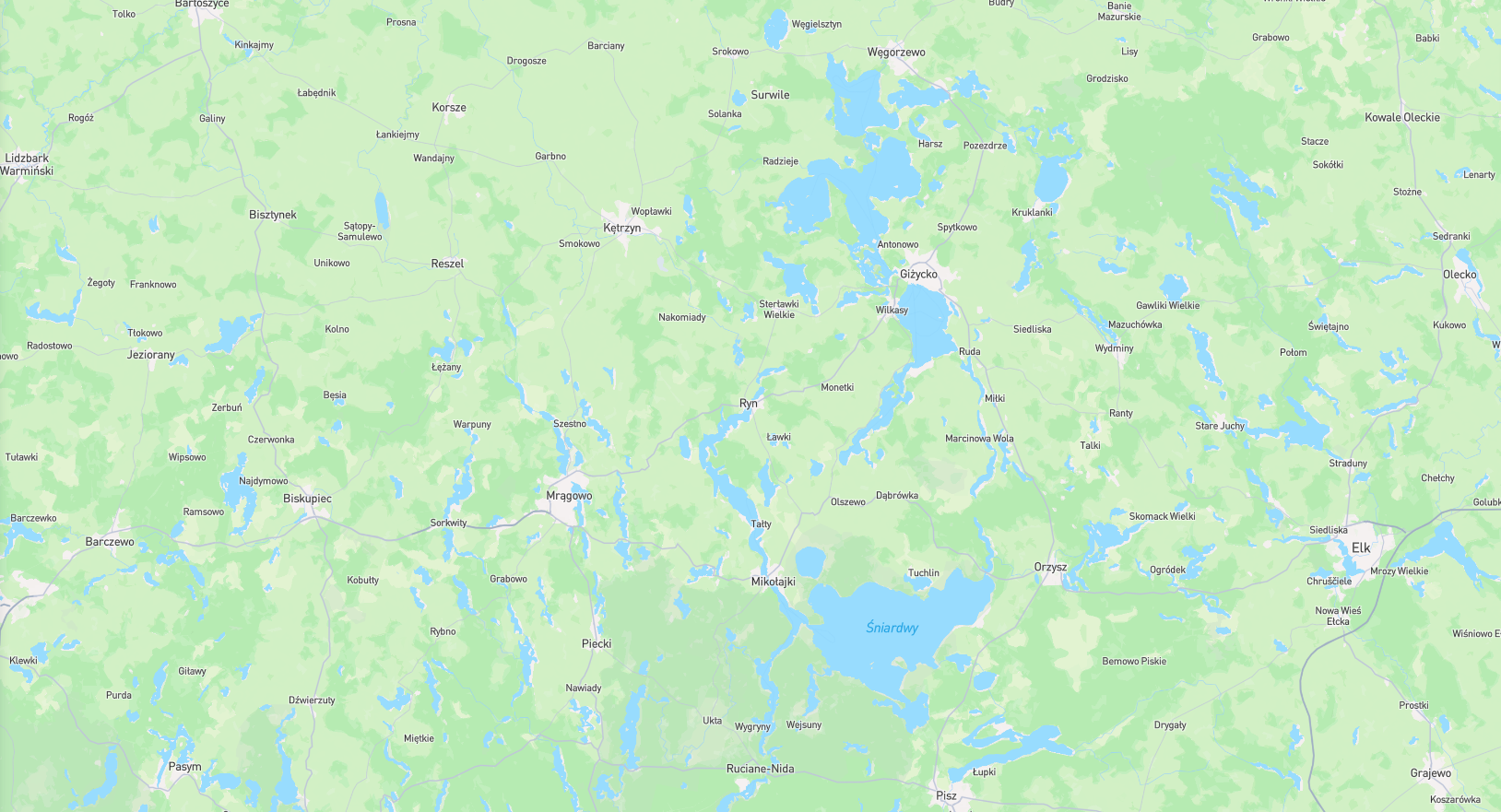 Mapa atrakcji Mazury